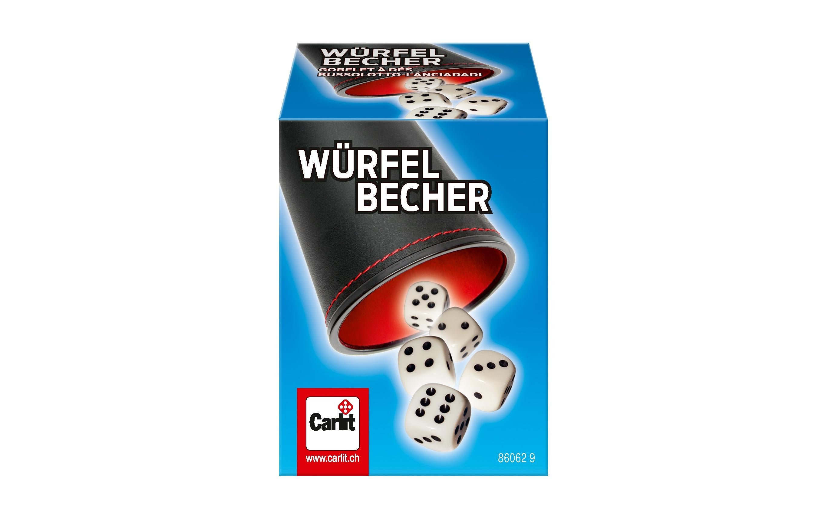 Würfelbecher Kunststoff 90mm mit 5 Würfel
