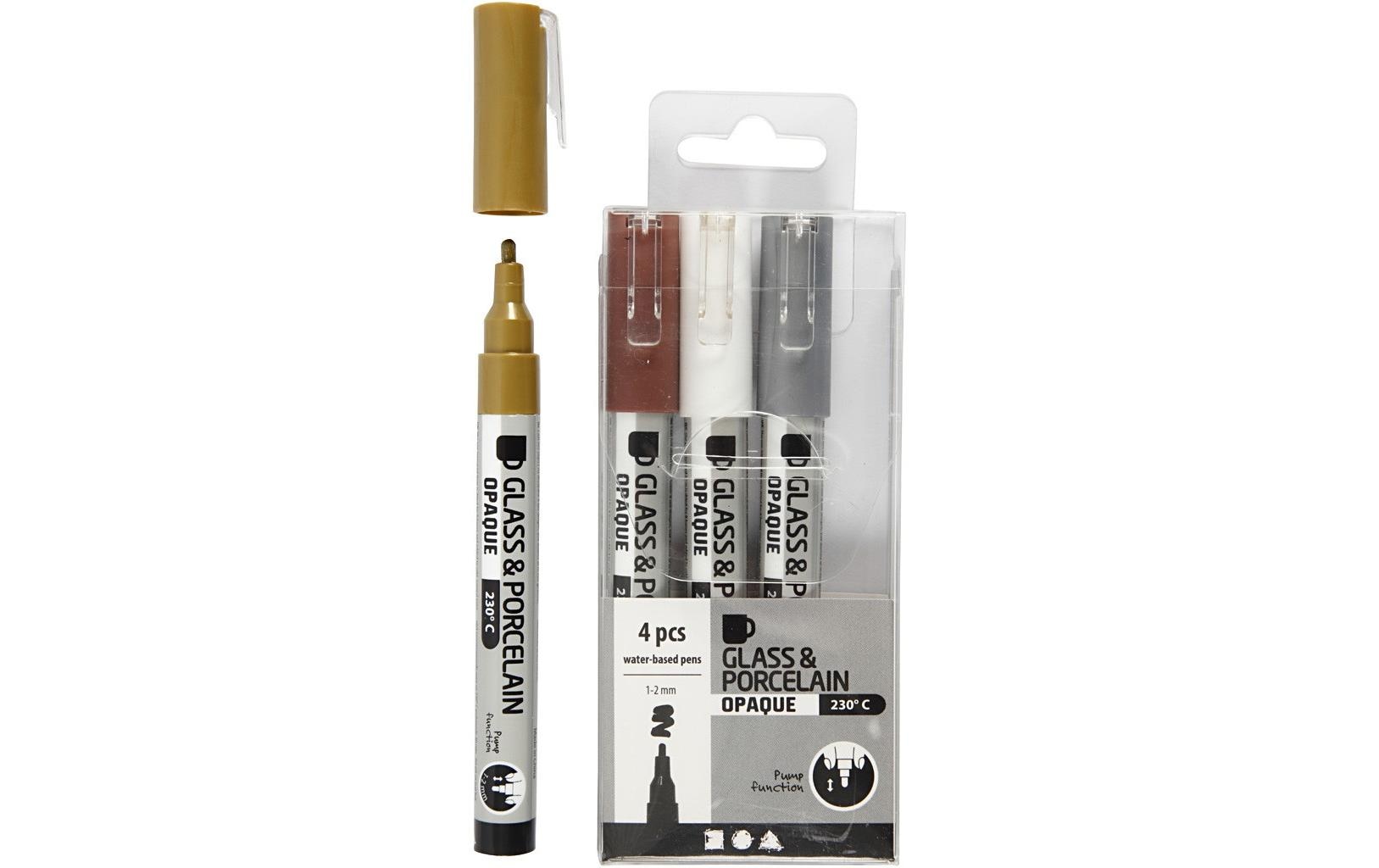 Creativ Company Glas- und Porzellanmalstift 4 Stück, deckend, 1 - 2 mm Spitze