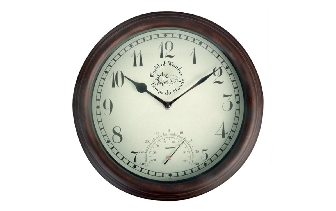 Esschert Design Gartenuhr Plastikrahmen, PVC, D: 30.5 cm, B: 5.1 cm