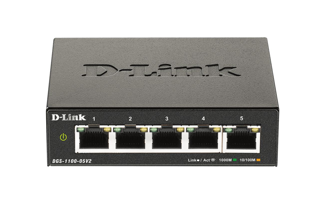 D-Link DGS-1100-05V2: 5Port Gigabit Switch 5x Gigabit, Lüfterlos