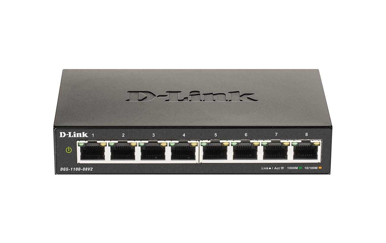 D-Link DGS-1100-08V2: 8Port Gigabit Switch 8x Gigabit, Lüfterlos