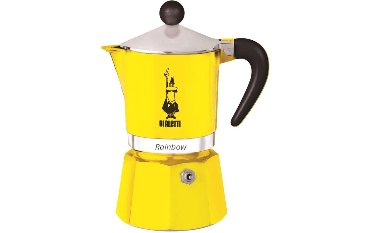 Bialetti Rainbow für 3 Tassen gelb Aluminium, 200ml, 13,3 cm x 8,2 cm x 18 cm
