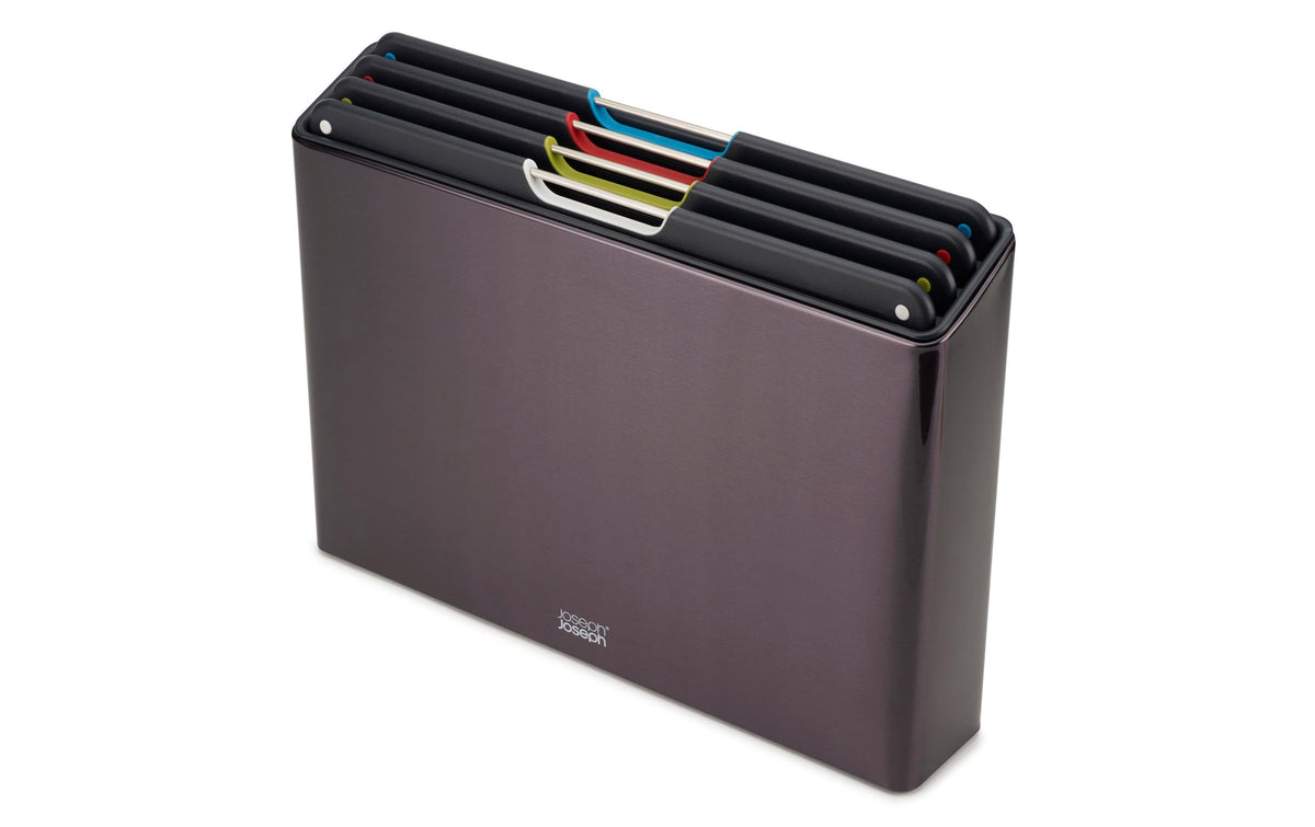 Joseph Joseph Schneidebrett Folio Steel mit Vorratsbox, russschwarz, 35.5x7x25.5 cm