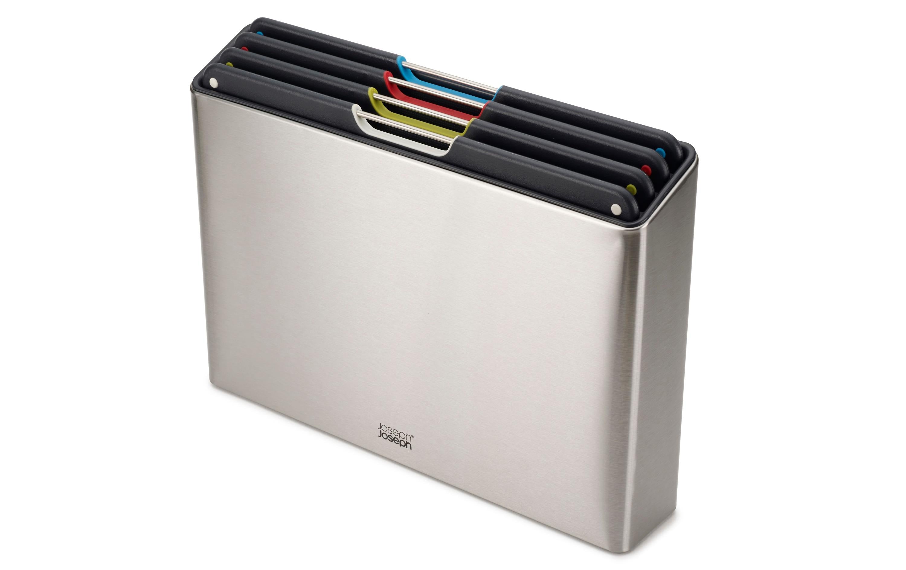 Joseph Joseph Schneidebrett Folio Steel mit Vorratsbox, Edelstahl, 35.5x7x25.5 cm