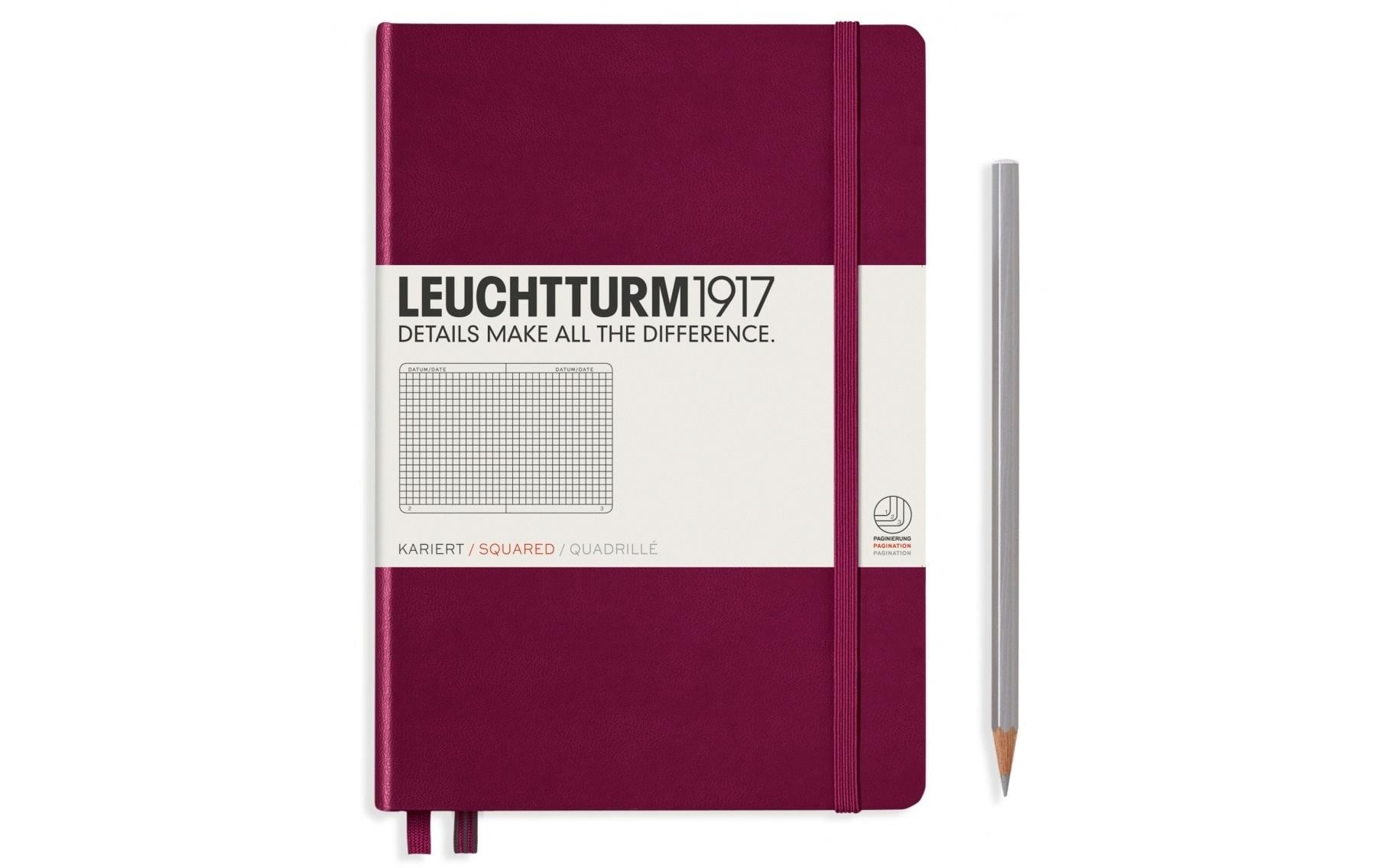 Leuchtturm Notizbuch Medium A5 kariert 249 Seiten, Farbe Port Red