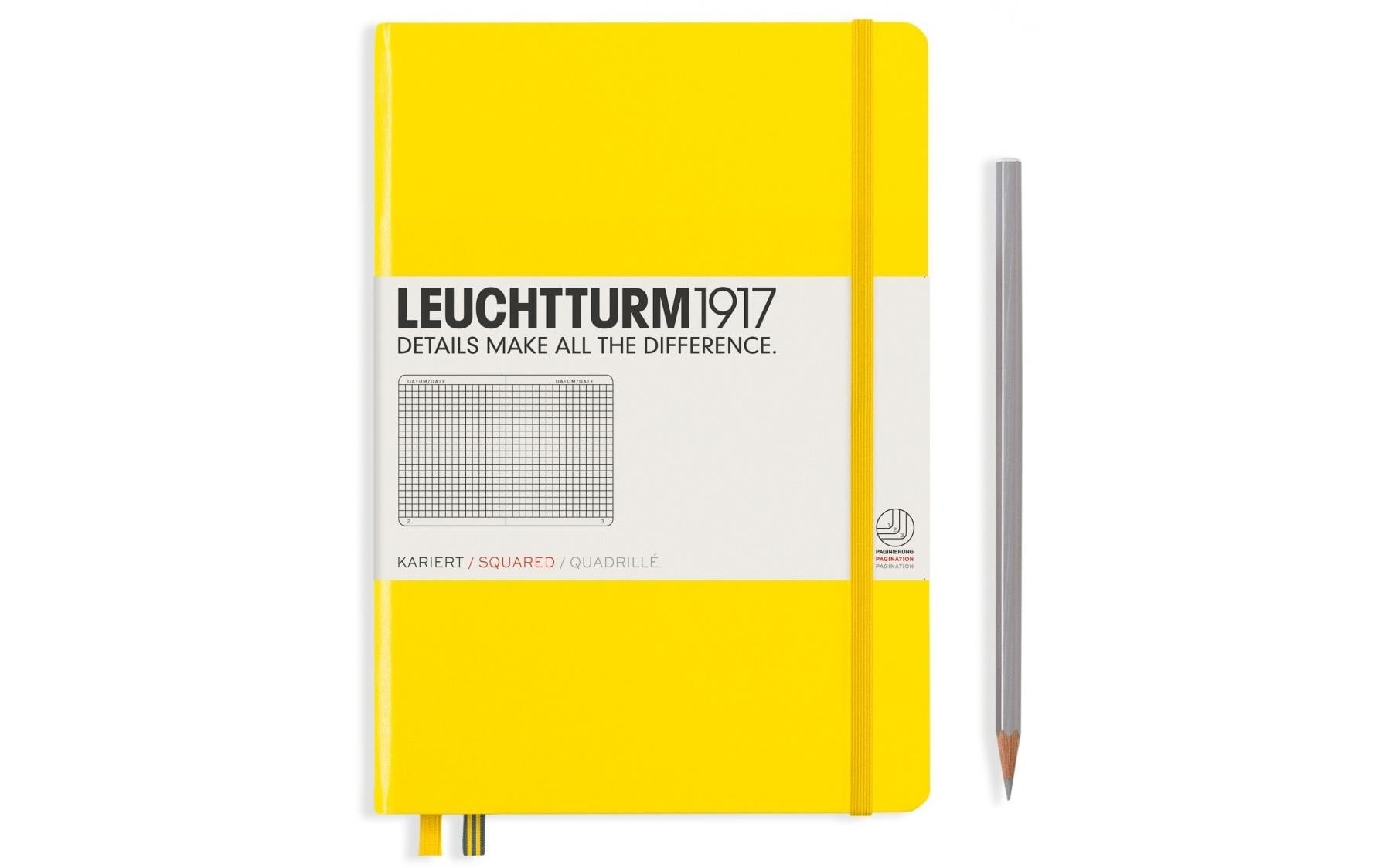 Leuchtturm Notizbuch Medium A5 kariert 249 Seiten, Farbe Zitrone