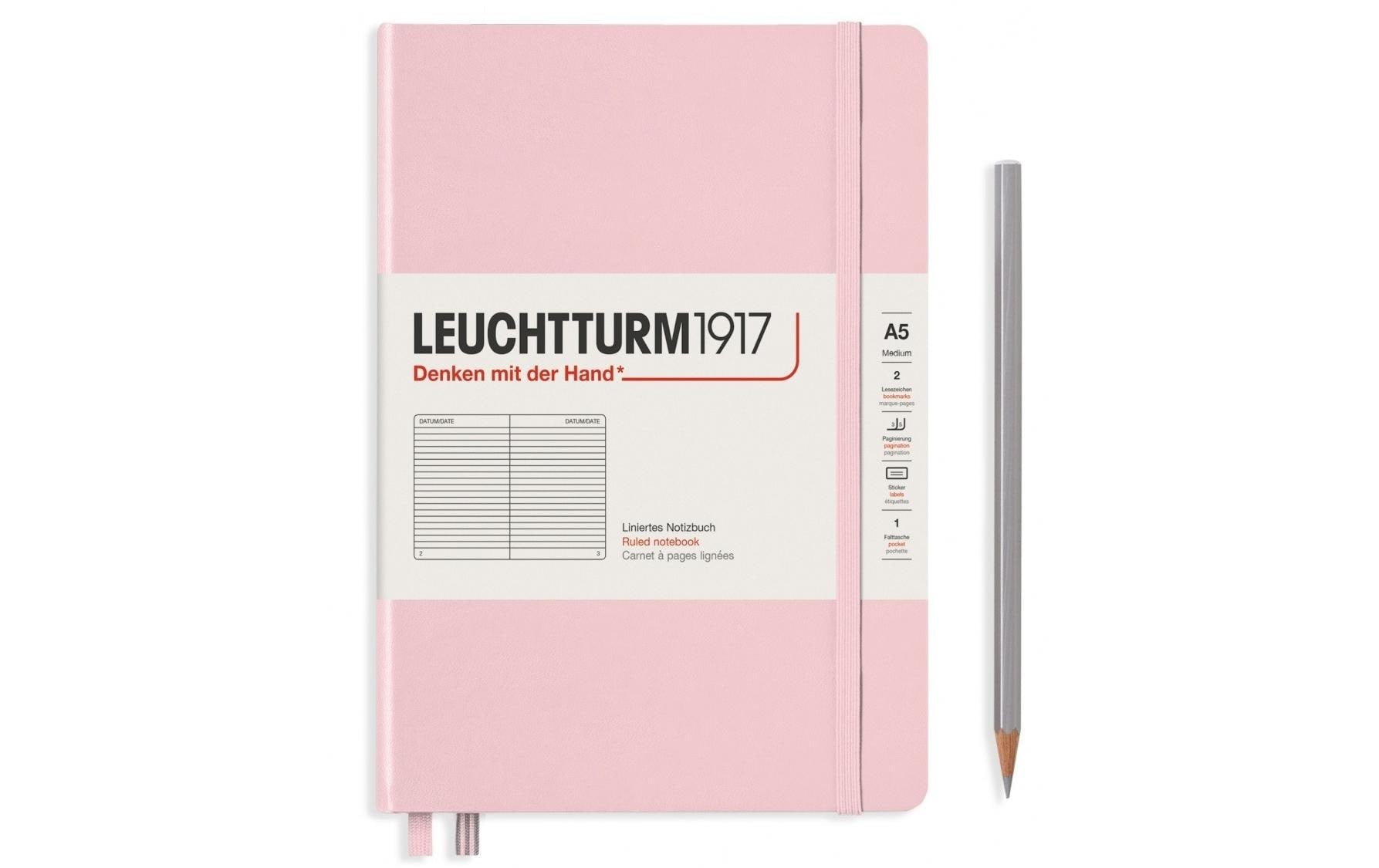 Leuchtturm Notizbuch Medium A5 liniert 249 Seiten, Farbe Puder
