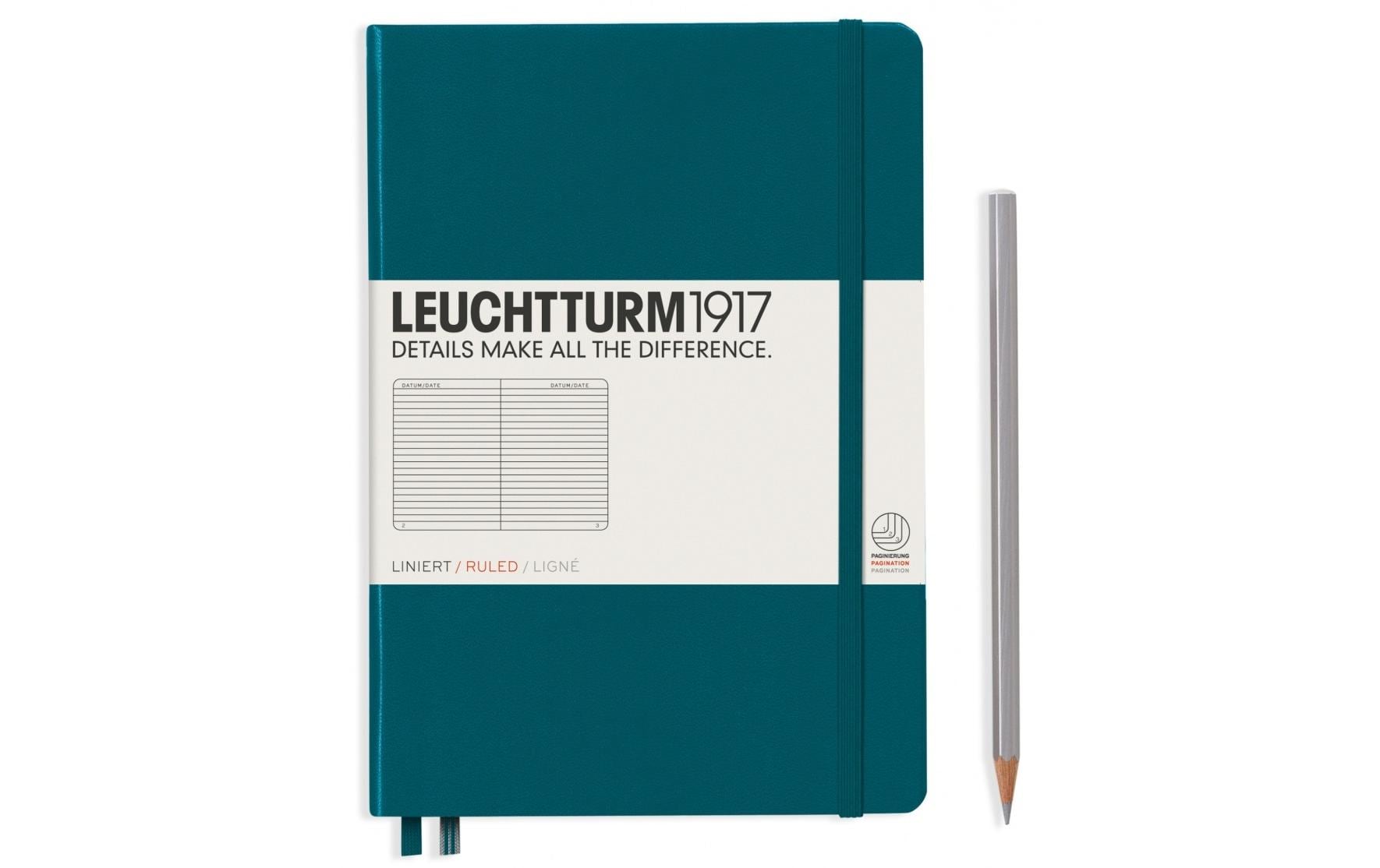Leuchtturm Notizbuch Medium A5 liniert 249 Seiten, Farbe Pacific Green