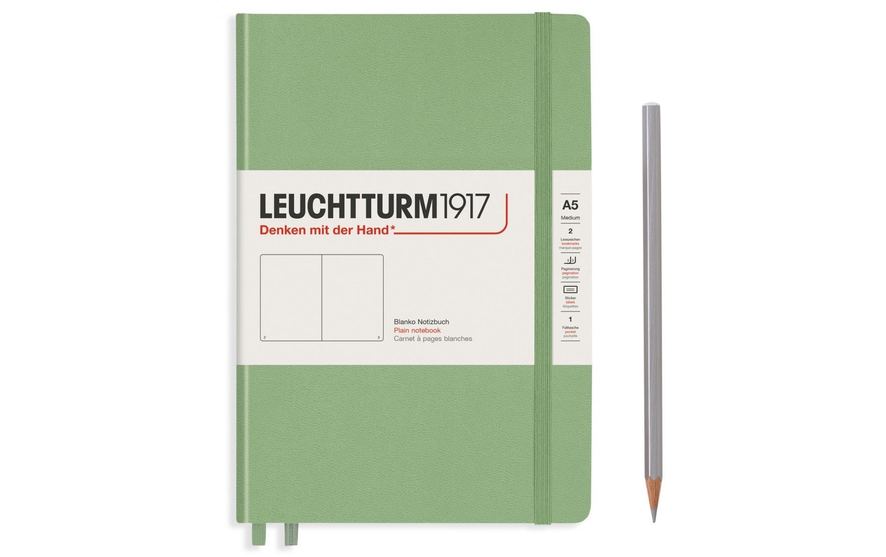 Leuchtturm Notizbuch Medium A5 blanko 249 Seiten, Farbe Salbei