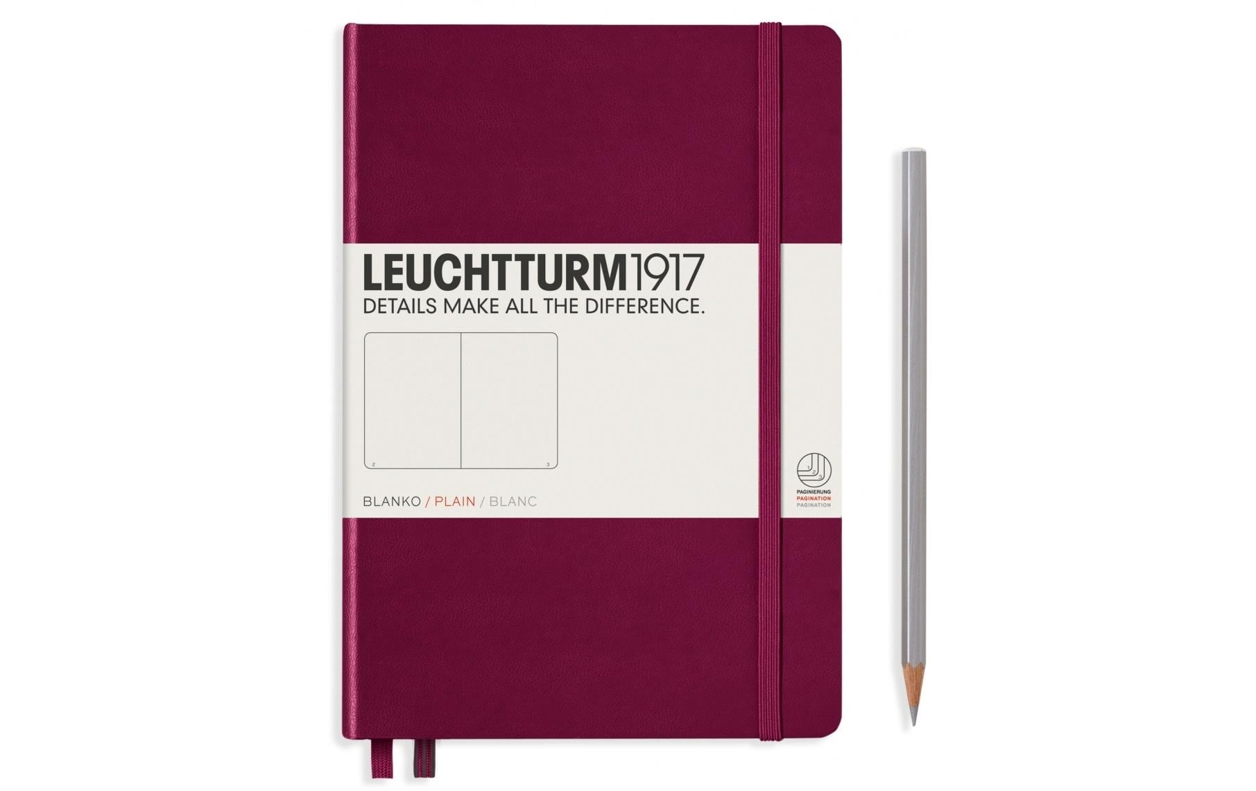 Leuchtturm Notizbuch Medium A5 blanko 249 Seiten, Farbe Port Red