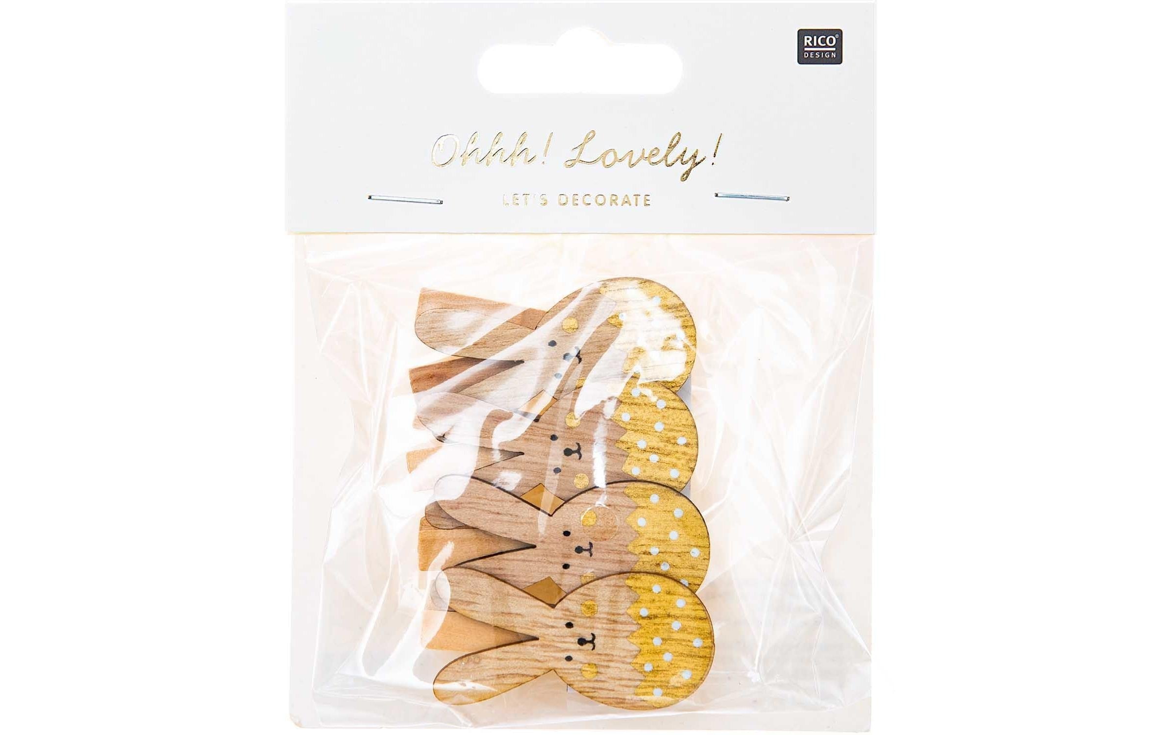 Rico Design Dekoklammer Osterhase gold, 4 Stück