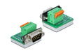 Delock Terminalblock RS232 DB9 Stecker Vertikal, mit Drucktaster