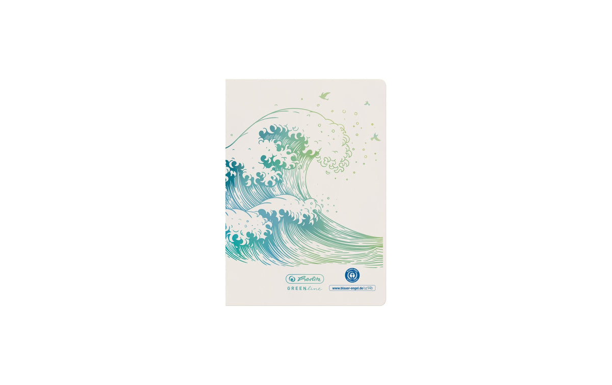 Herlitz Notizheft A6 GREENline Welle, 80g/m2, weiss, 32 Blatt liniert