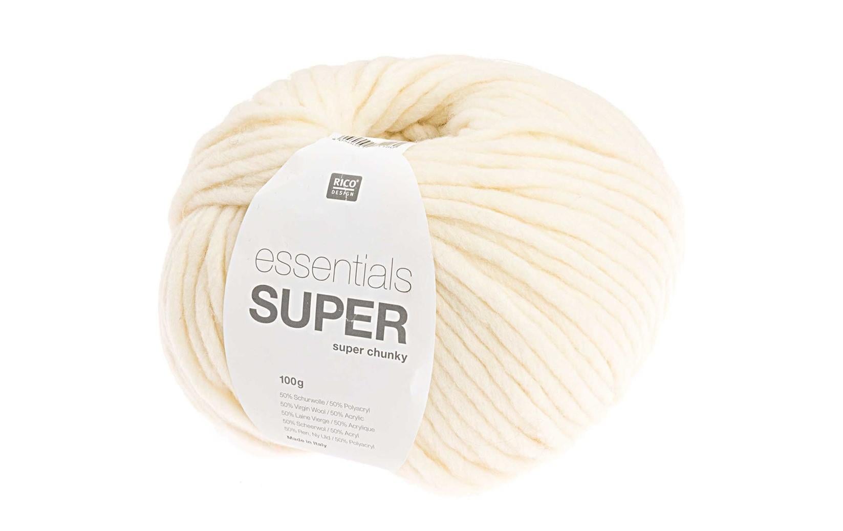 RICO Essentials Super Super Chunky, creme 100 g, 50 % WO, 50 % PAN, 90 m