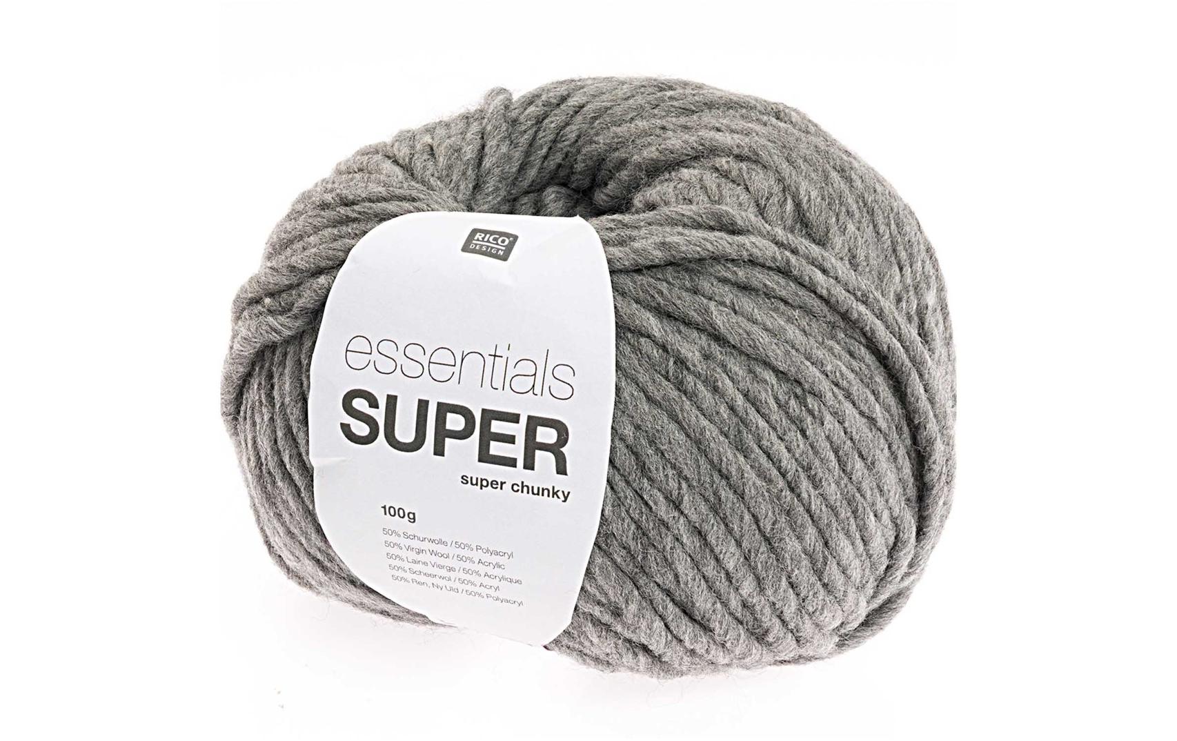 RICO Essentials Super Super Chunky, grau 100 g, 50 % WO, 50 % PAN, 90m