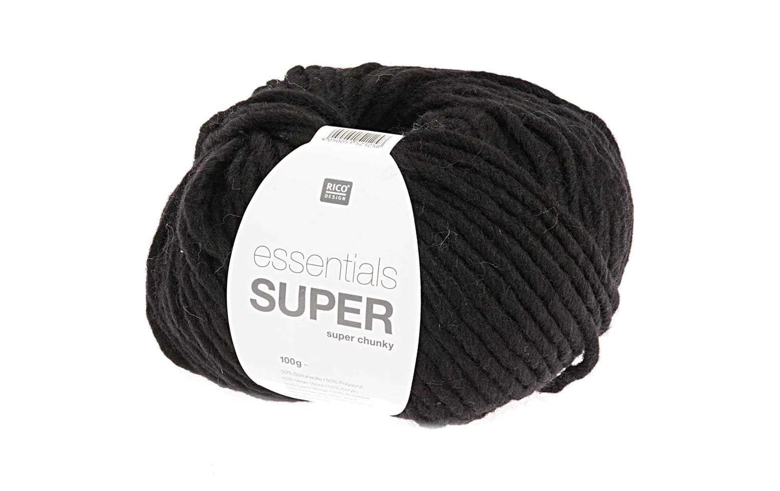 RICO Essentials Super Super Chunky schwarz, 100 g, 50 % WO, 50 % PAN, 90m