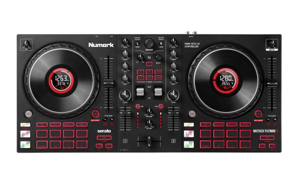 Numark Mixtrack Platinum FX 4-Deck Kontroller mit Jogwheel-Displays