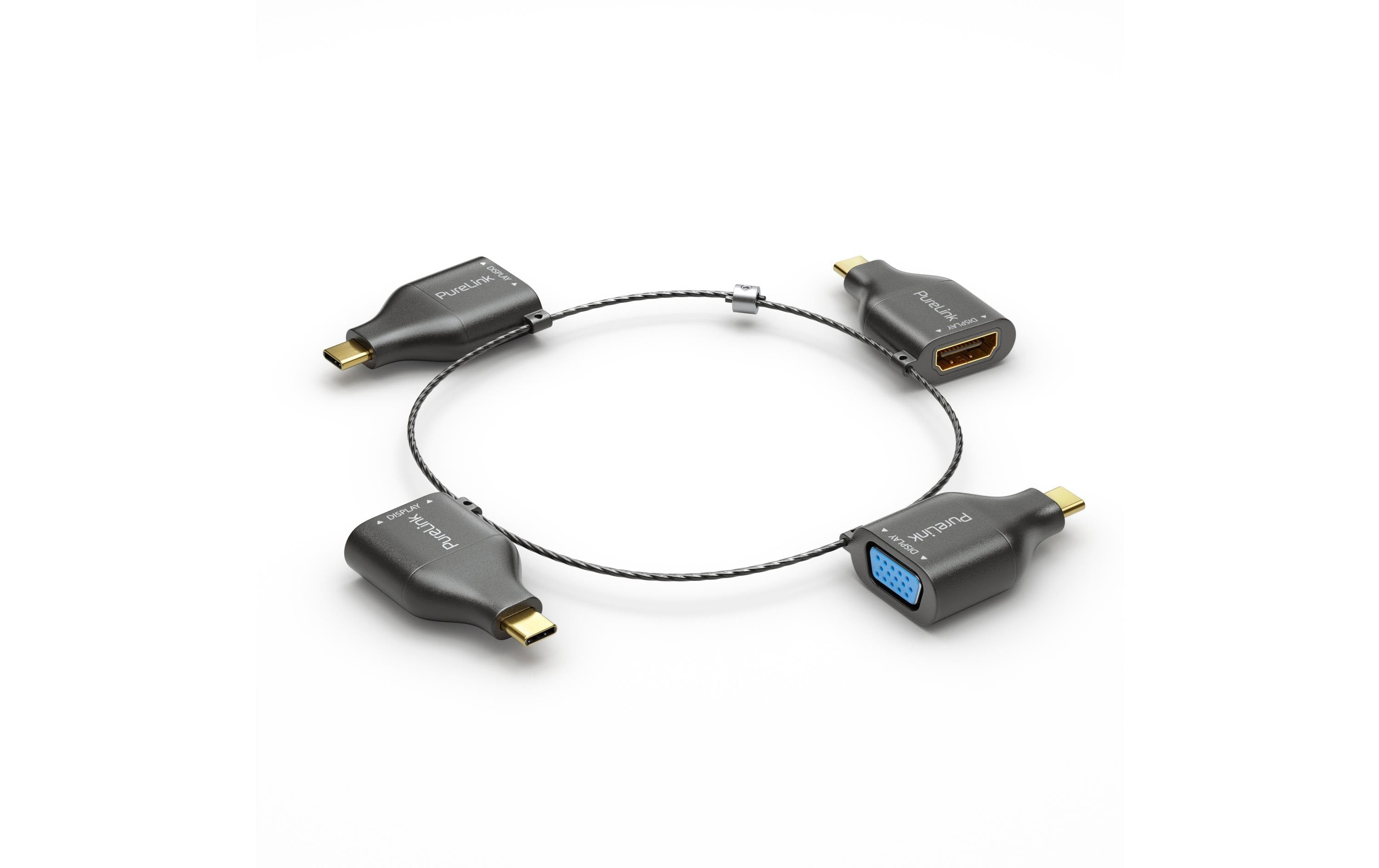 Purelink USB-C Adapterring Klein USB-C Stecker, VGA, HDMI, MiniDP, DP Buchse