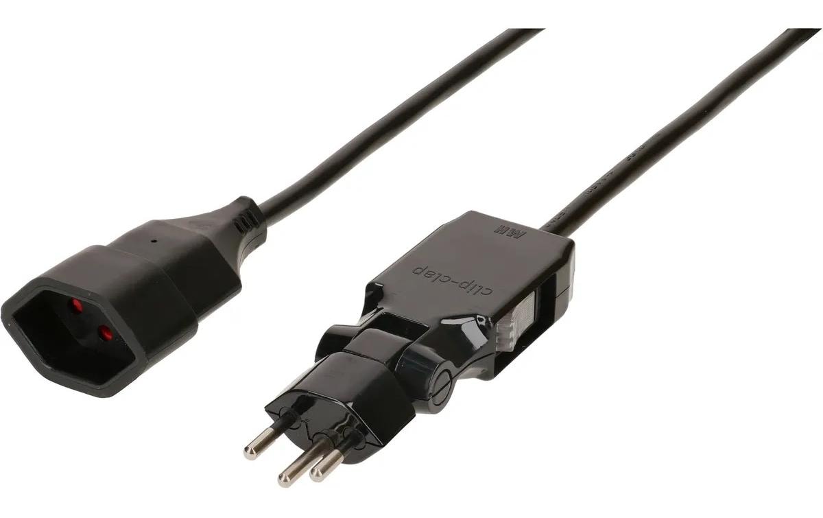 Max Hauri Verlängerungskabel 3 m schwarz MS Clip-Clap-Stecker angespritzt, Kinderschutz