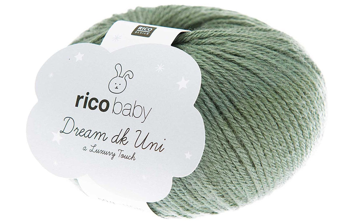 RICO Baby Dream DK Luxury touch Uni efeu, 50 g, 115 m, 50 % PA, 50 % PAN