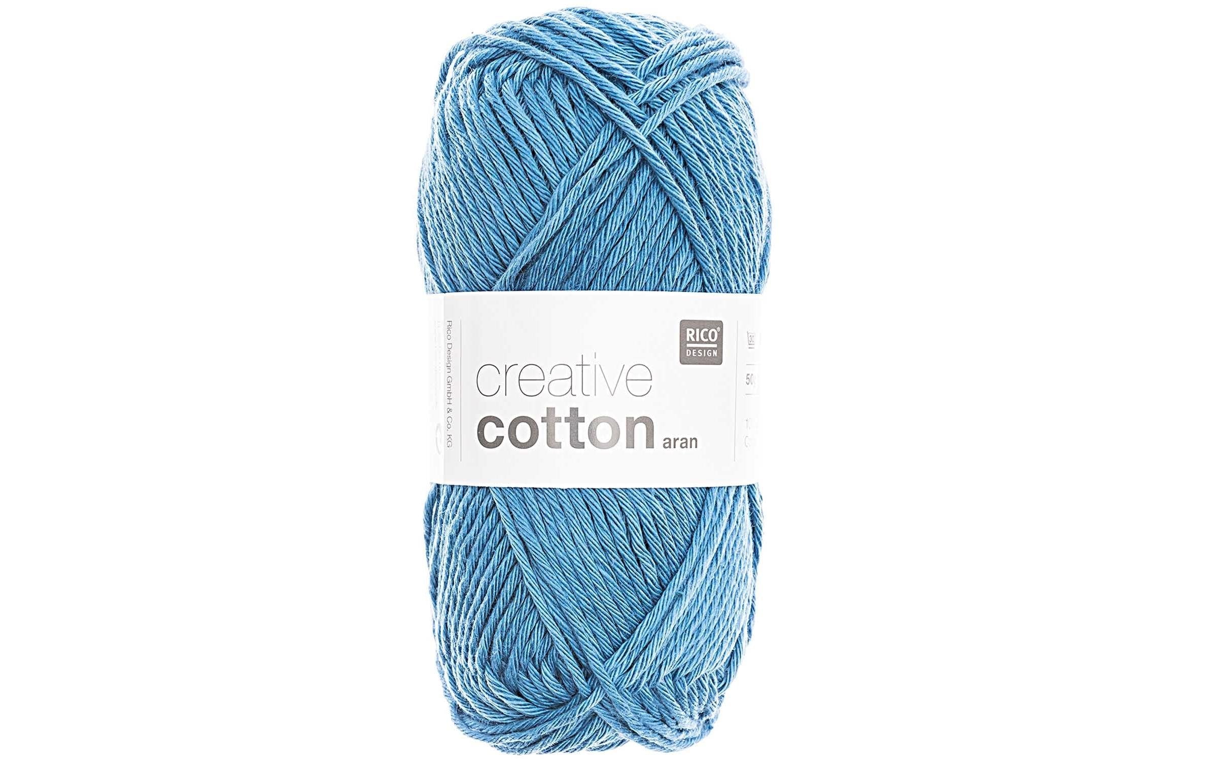 RICO Creative Cotton Aran, blau 50 g, 85 m, 100 % CO gaze