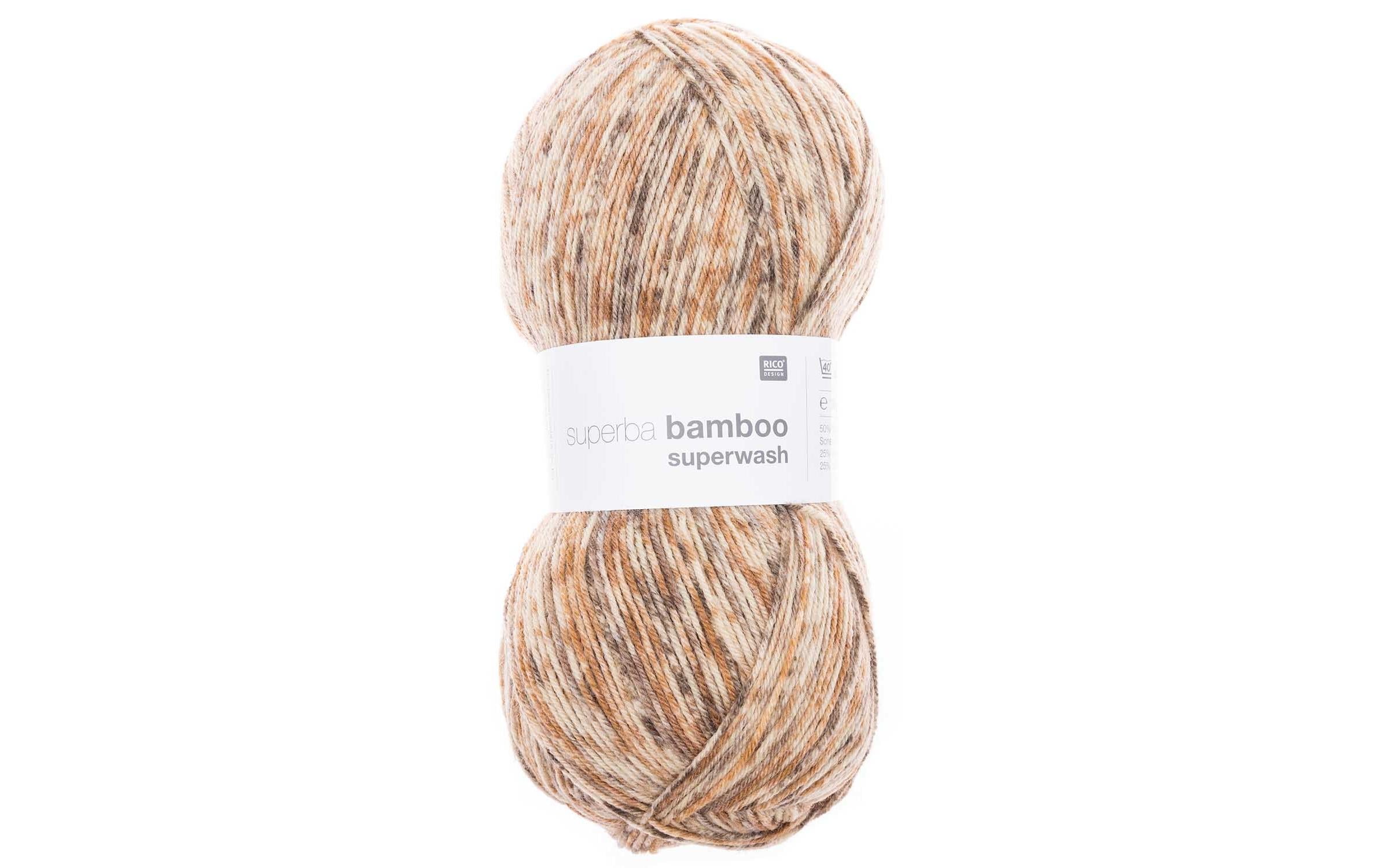RICO  Sockenwolle , 4-fädig, beige-braun 100 g, 420 m, 50 % WV, 25 % PA, 25 % VI