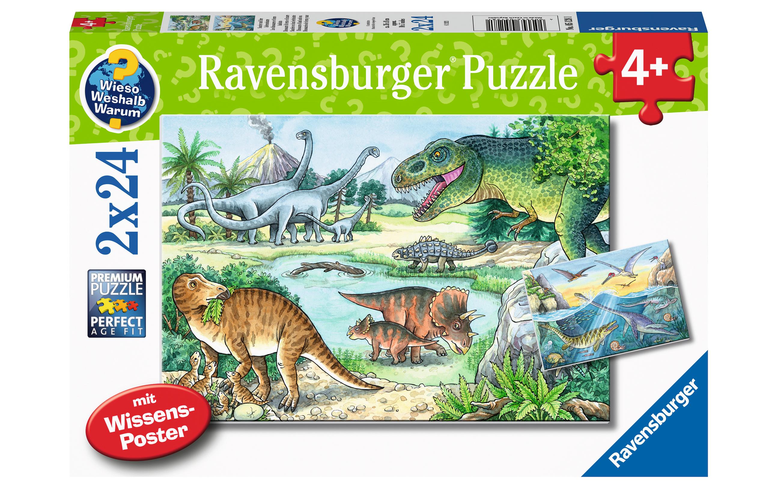 Puzzle Saurier und ihre Lebensräume 2 X 24 Teile, Alter: 4+