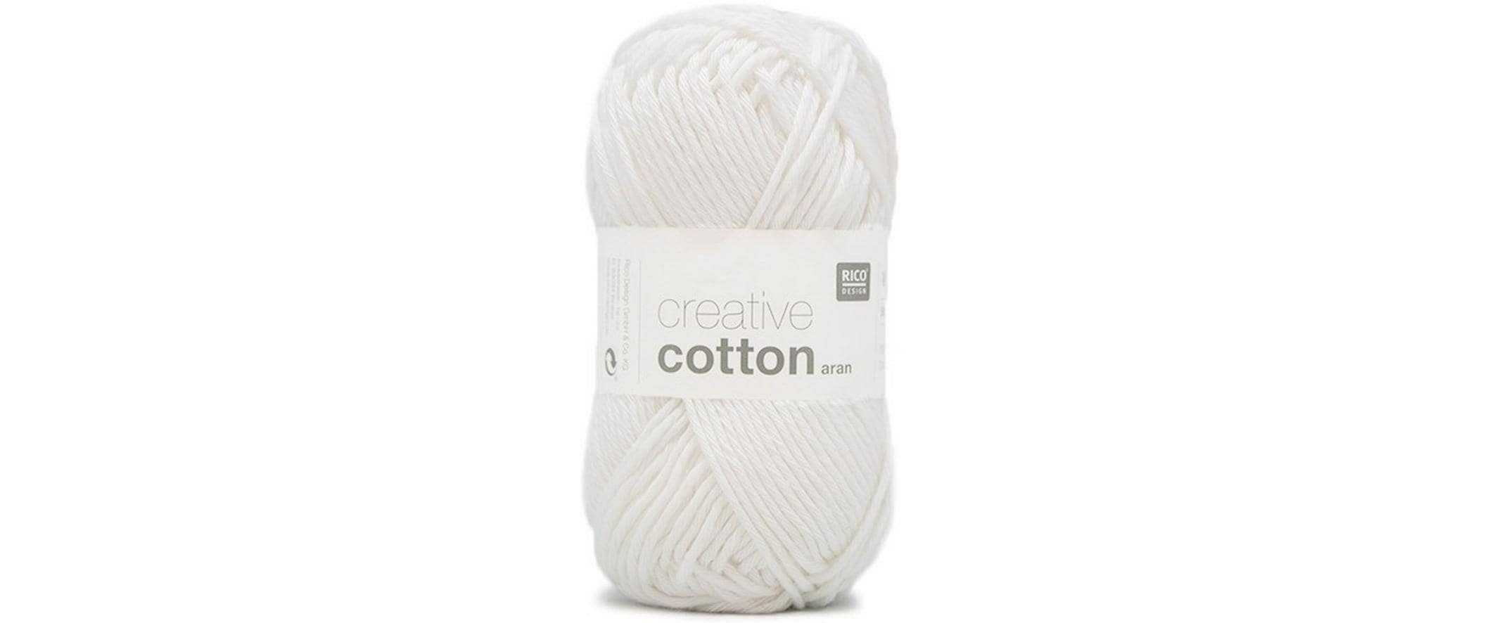 RICO Creative Cotton Aran, weiss 50 g, 85 m, 100 % CO gaze
