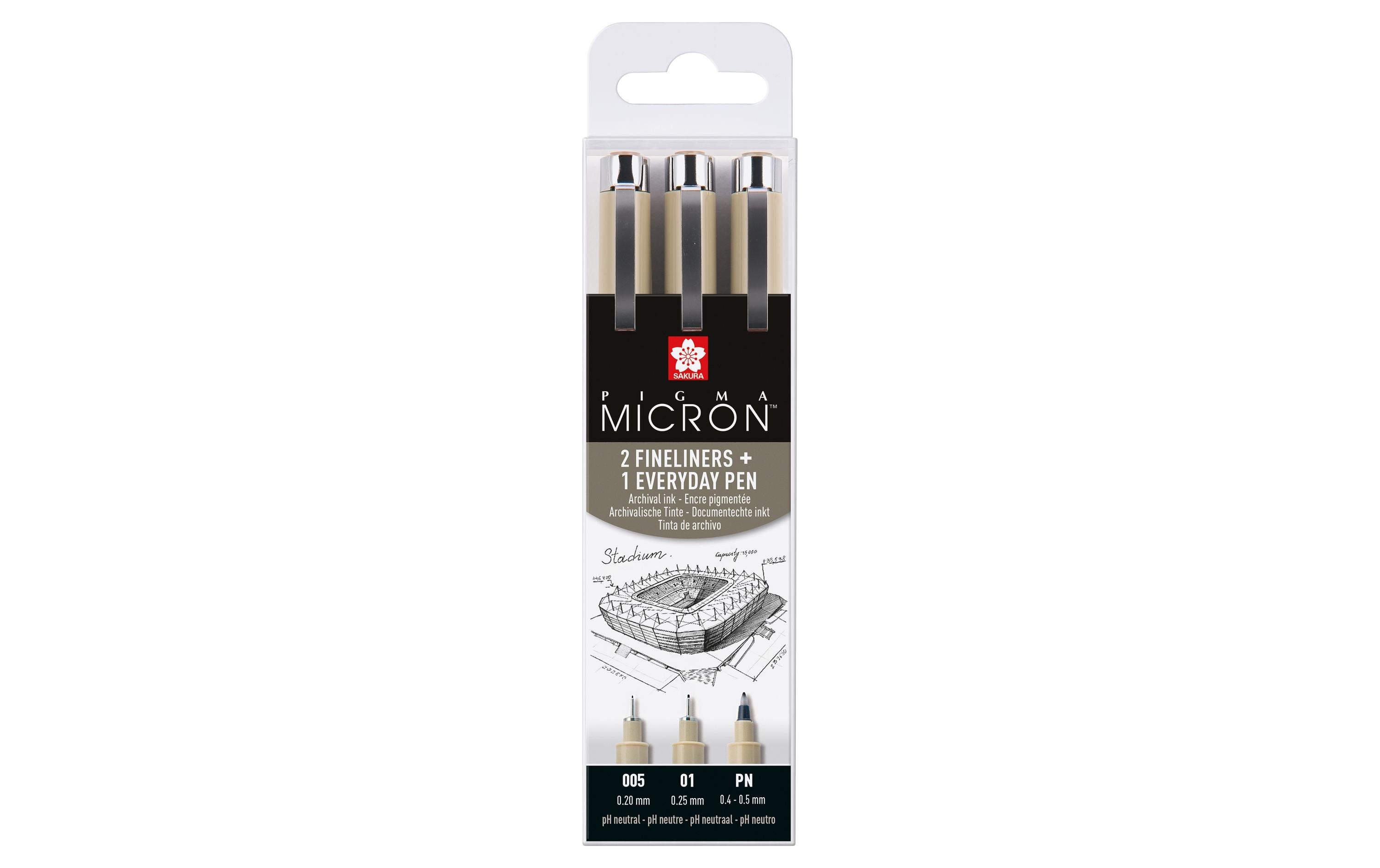 Sakura Fineliner Pigma Micron Urban 3er Set, wasserfest
