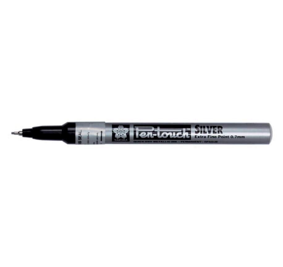 Sakura Lackmarker Pen-Touch Extrafein 0.7mm Wasserfest, Lichtbeständig, Farbe: Silber