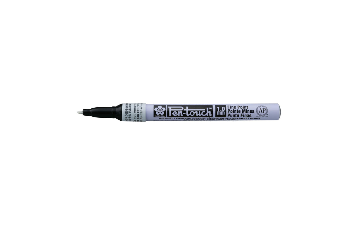 Sakura Lackmarker Pen-Touch Fein 1.0mm Wasserfest, Lichtbeständig, Farbe: Weiss