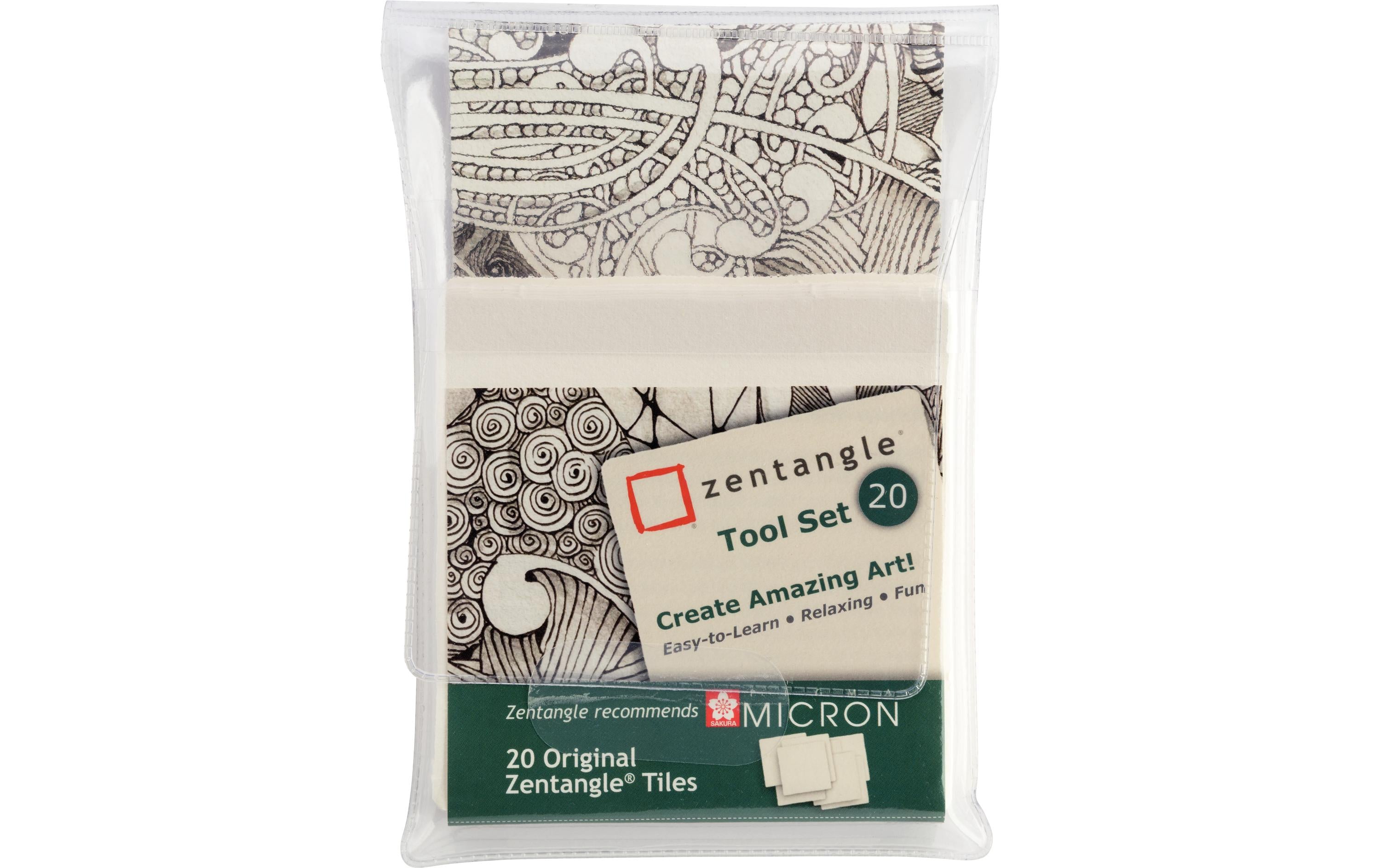 Sakura Zeichenkacheln Zentangle Tool Set 20 Kacheln, Grösse: 8.9 x 8.9 cm, weiss