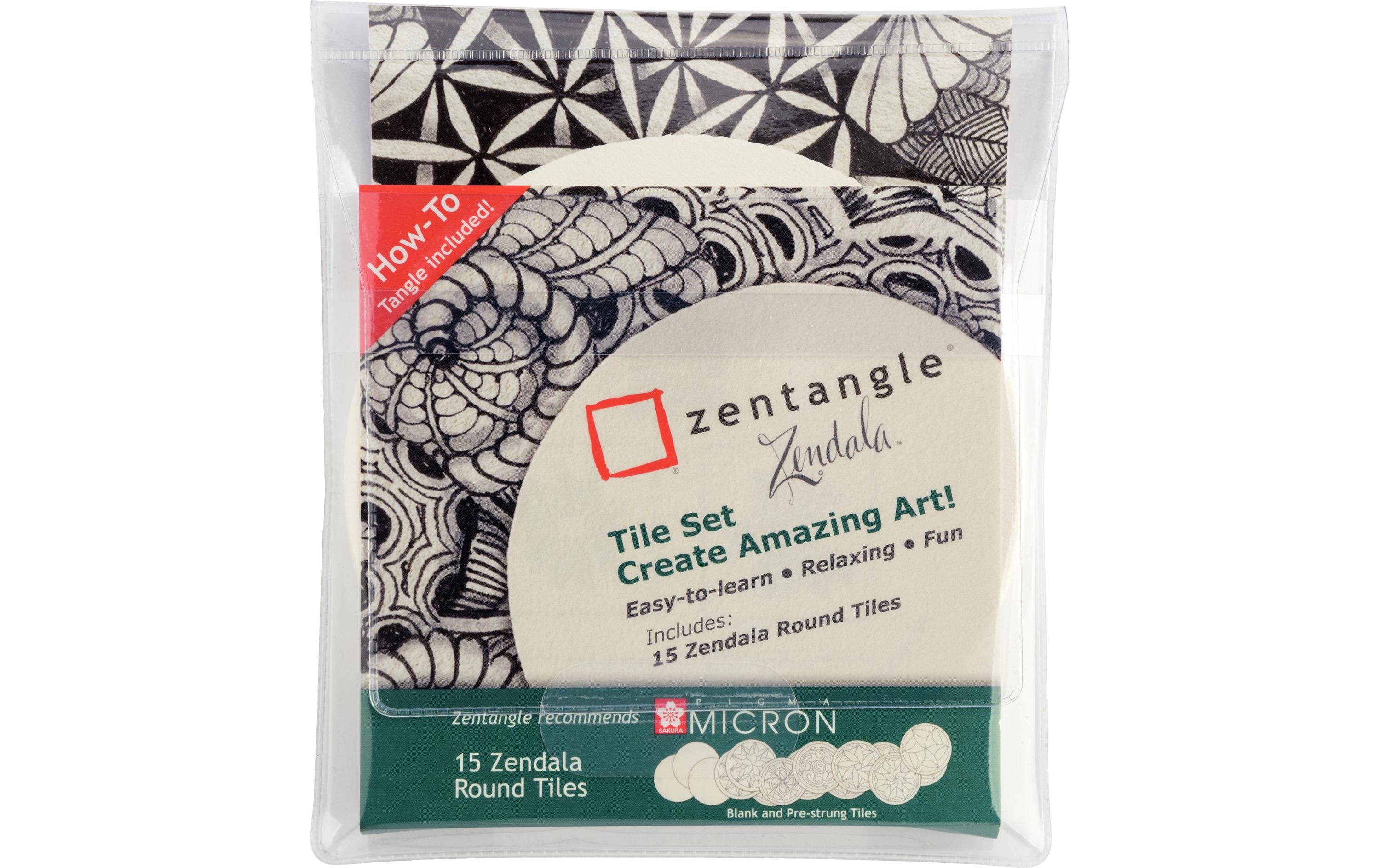 Sakura Zeichenkacheln Zentangle Zendala 15 Kacheln, rund