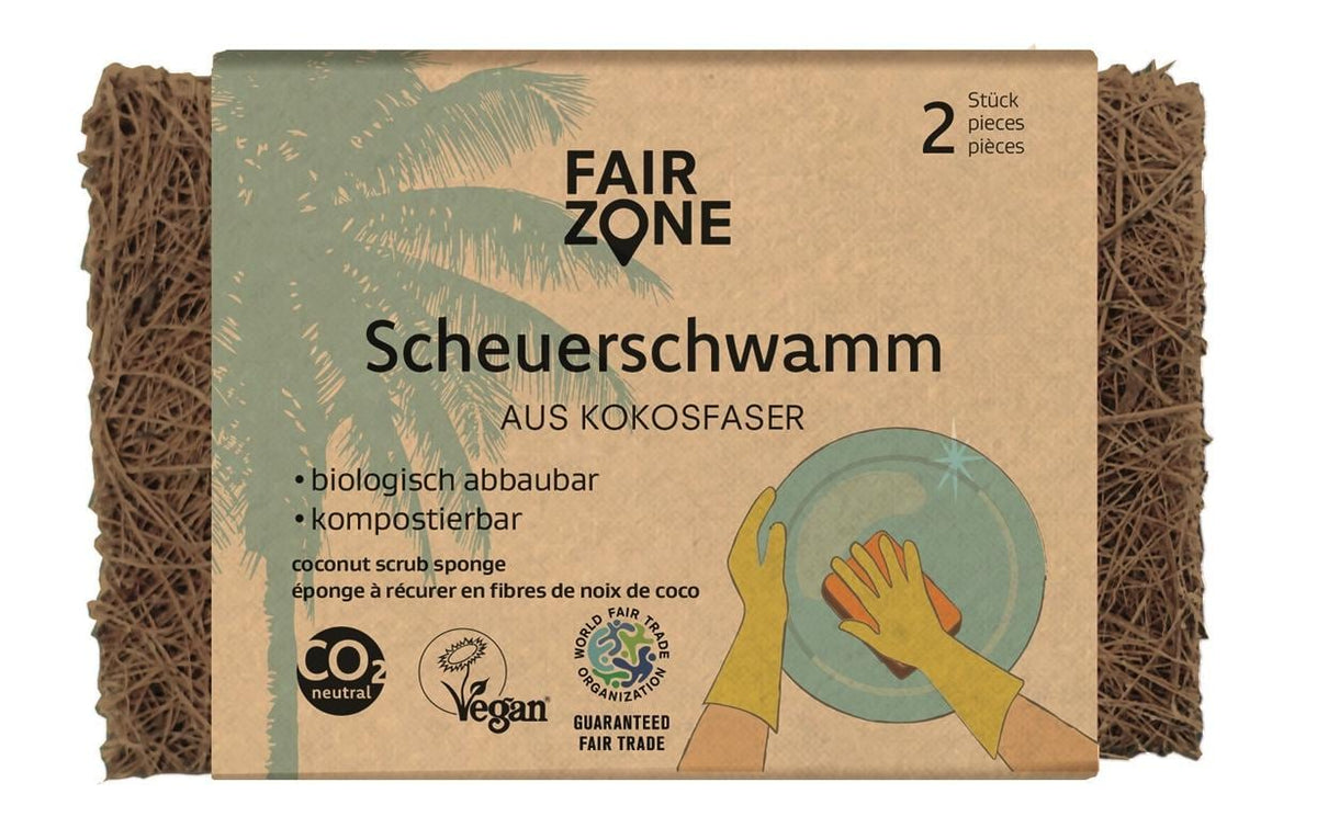 Fair Zone Scheuerschwamm 2 Stück aus Kokosfasern