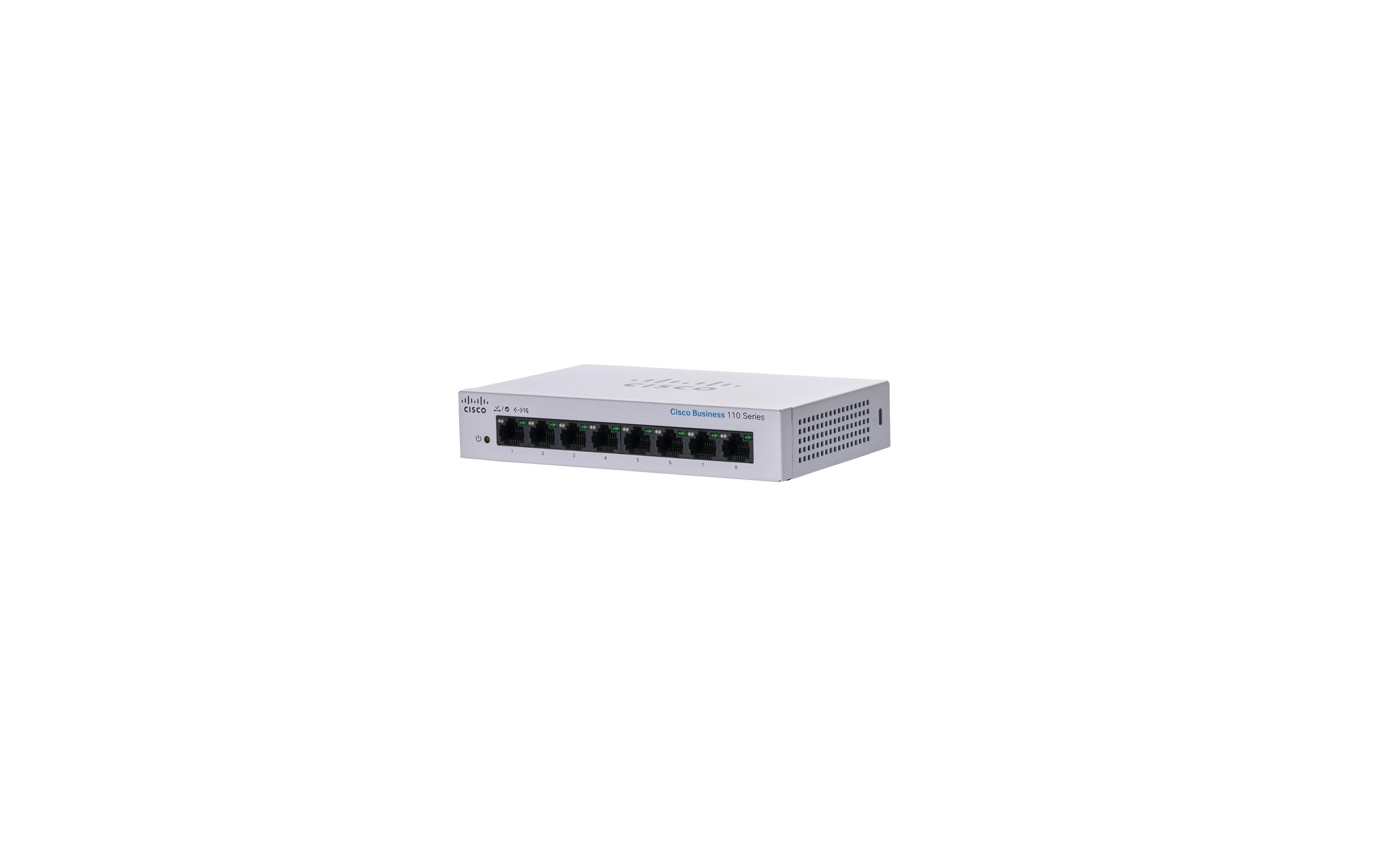 Cisco CBS110-8T: 8 Port Switch 8xGE, Montage: Desktop, Ext PS