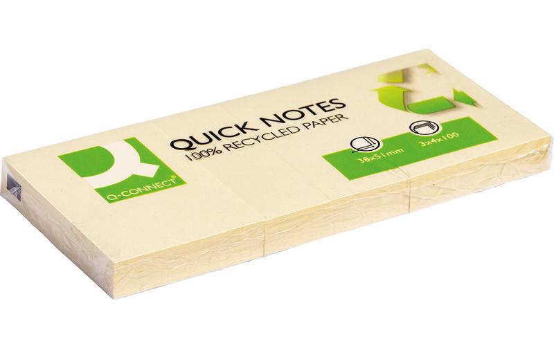 Connect Haftnotiz gelb recycling 51x38mm, 3 Blöcke à 120 Blatt