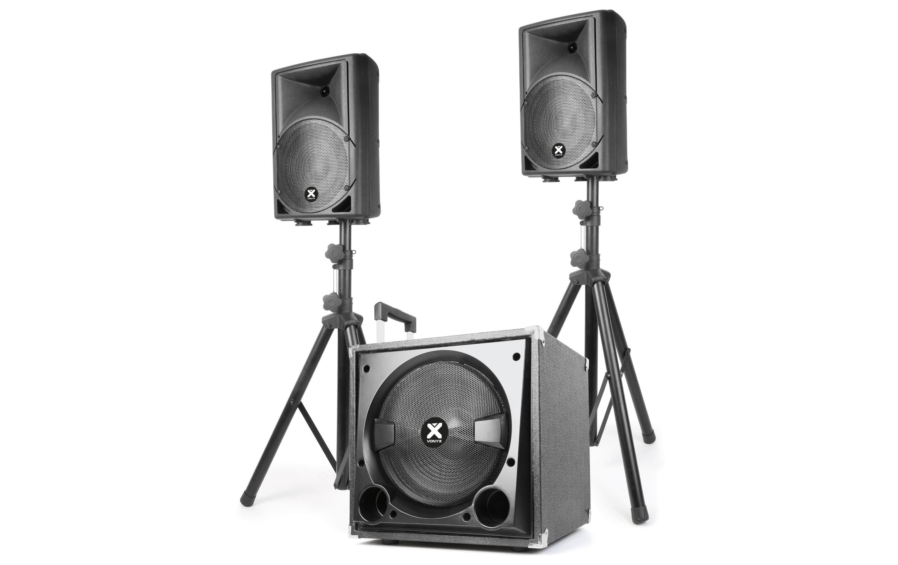 Vonyx VX800BT - Box 1/2 Aktives PA-Komplettset mit 1x 12" + 2x 8"