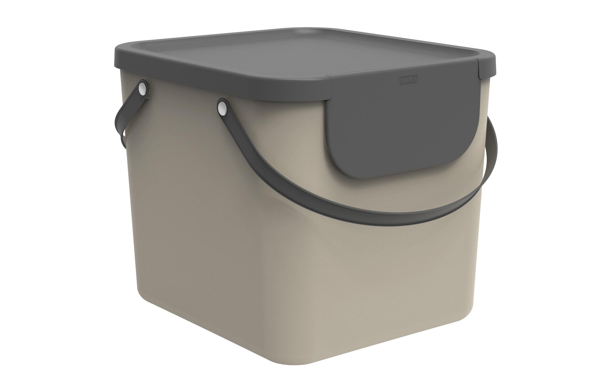 Rotho Recyclingbehälter 40L Albula cappuccino/anthrazit, 40 x 35.8 x 34 cm
