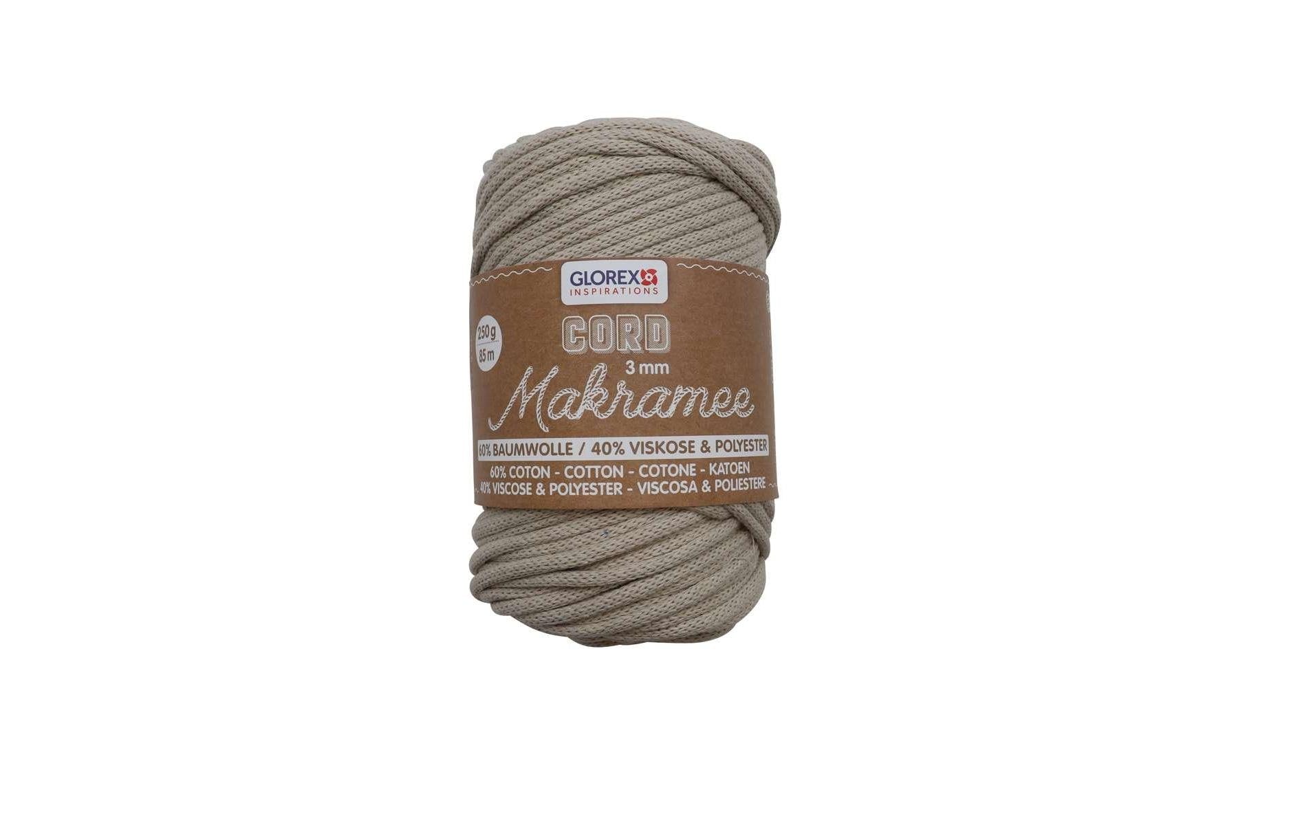 Glorex Textilgarn Makramee Cord gewebt 3mm, 250g, beige