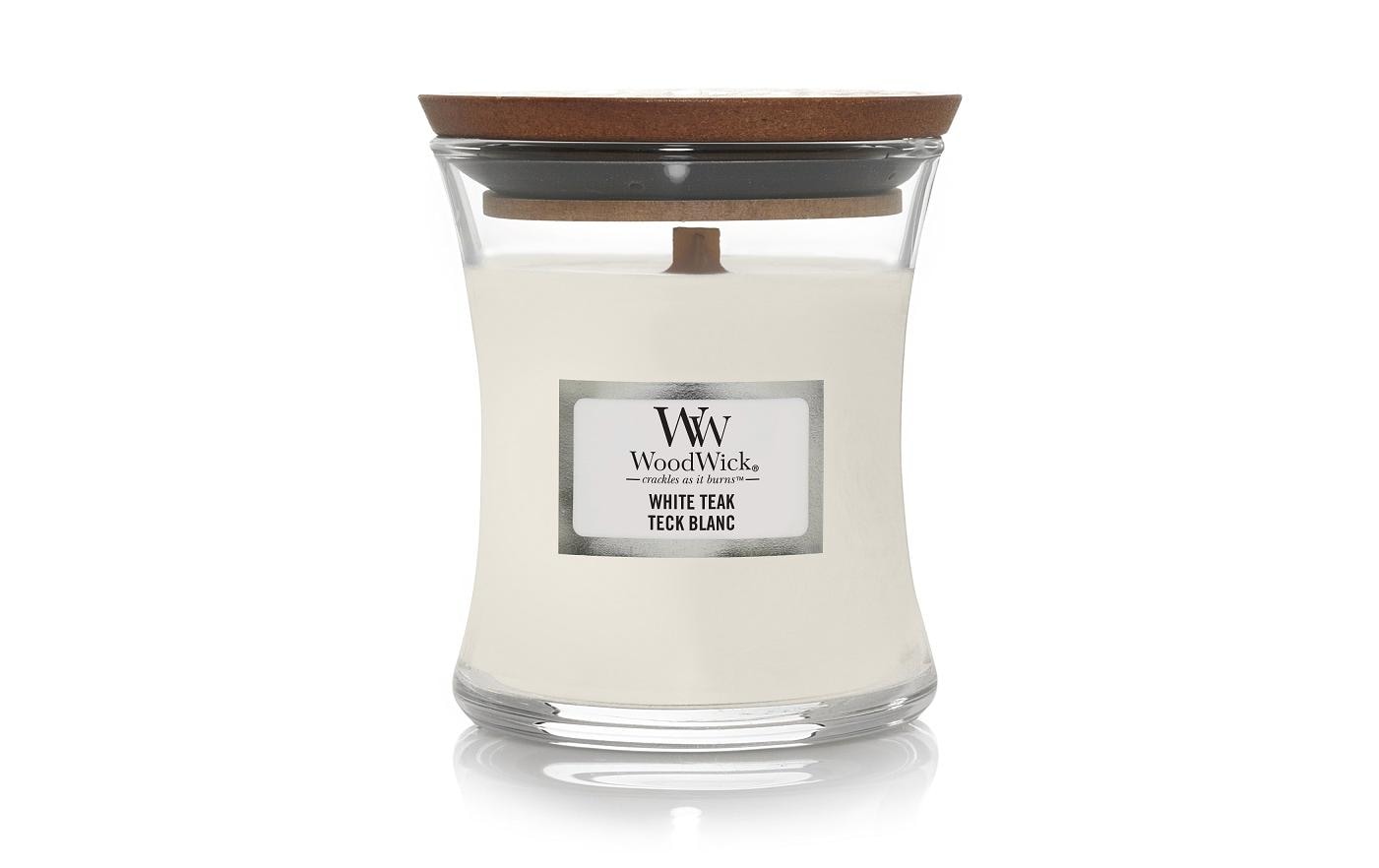 Woodwick White Teak Medium Jar