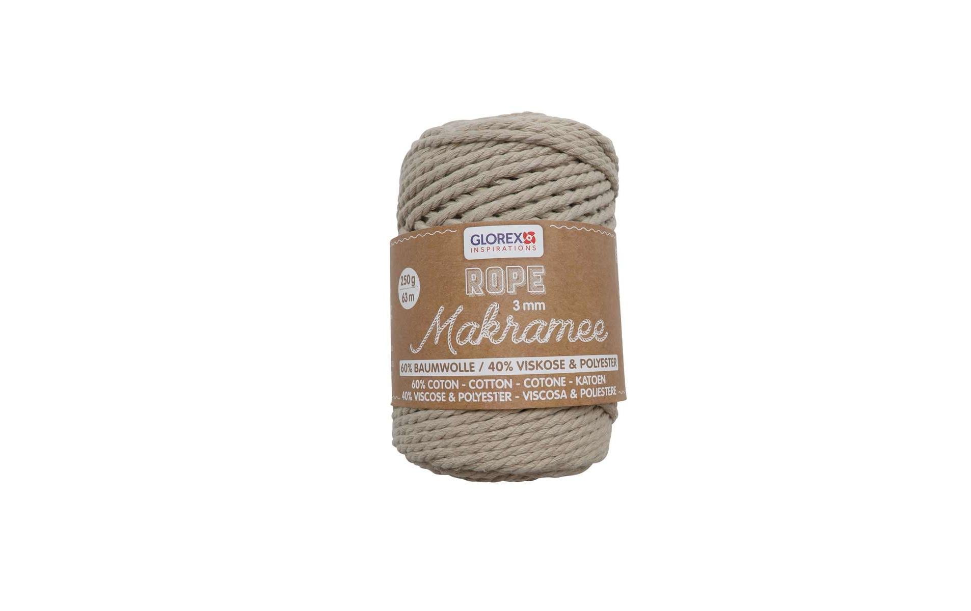 Glorex Textilgarn Makramee Rope gedreht 3mm, 250g, beige