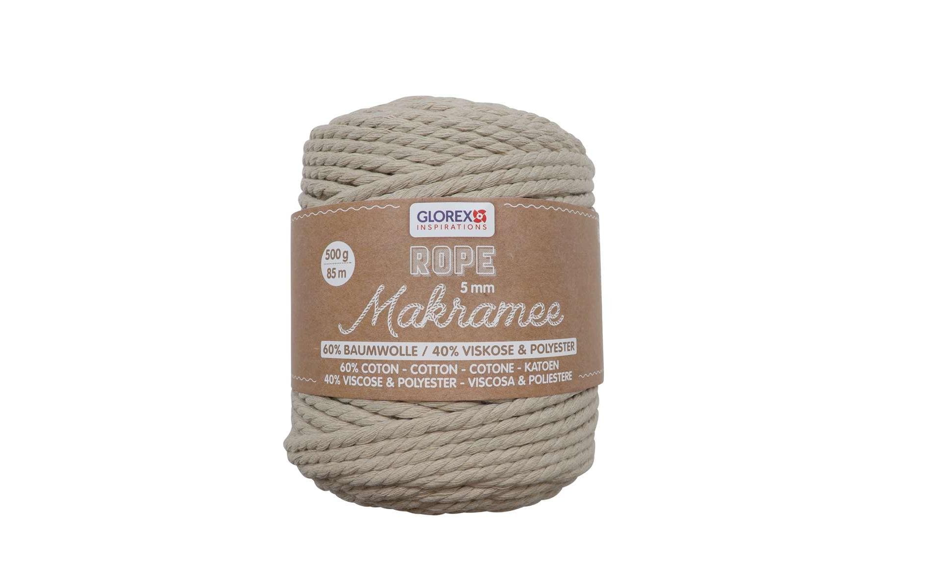 Glorex Textilgarn Makramee Rope gedreht 5mm, 500g, beige