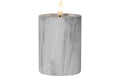 Star Trading LED Pillar Kerze Flame Marble Indoor, Grau, 12.5cm, Timerfunktion, 0.03W