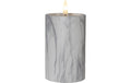 Star Trading LED Pillar Kerze Flame Marble Indoor, Grau, 15cm, Timerfunktion, 0.03W