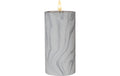 Star Trading LED Pillar Kerze Flame Marble Indoor, Grau, 17.5cm, Timerfunktion, 0.03W