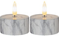 Star Trading LED Teelicht 2er Flame Marble Indoor, Grau, 6cm, kein Timer, 0.03W