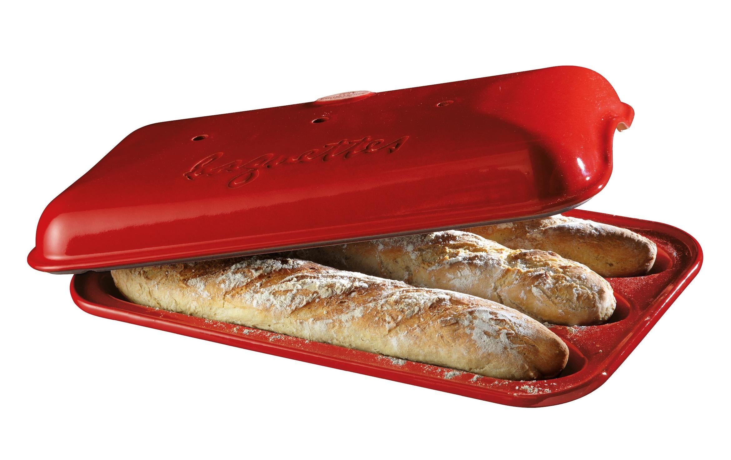 Emile Henry Backform Baquette rot Kermaik, 39 x 24cm
