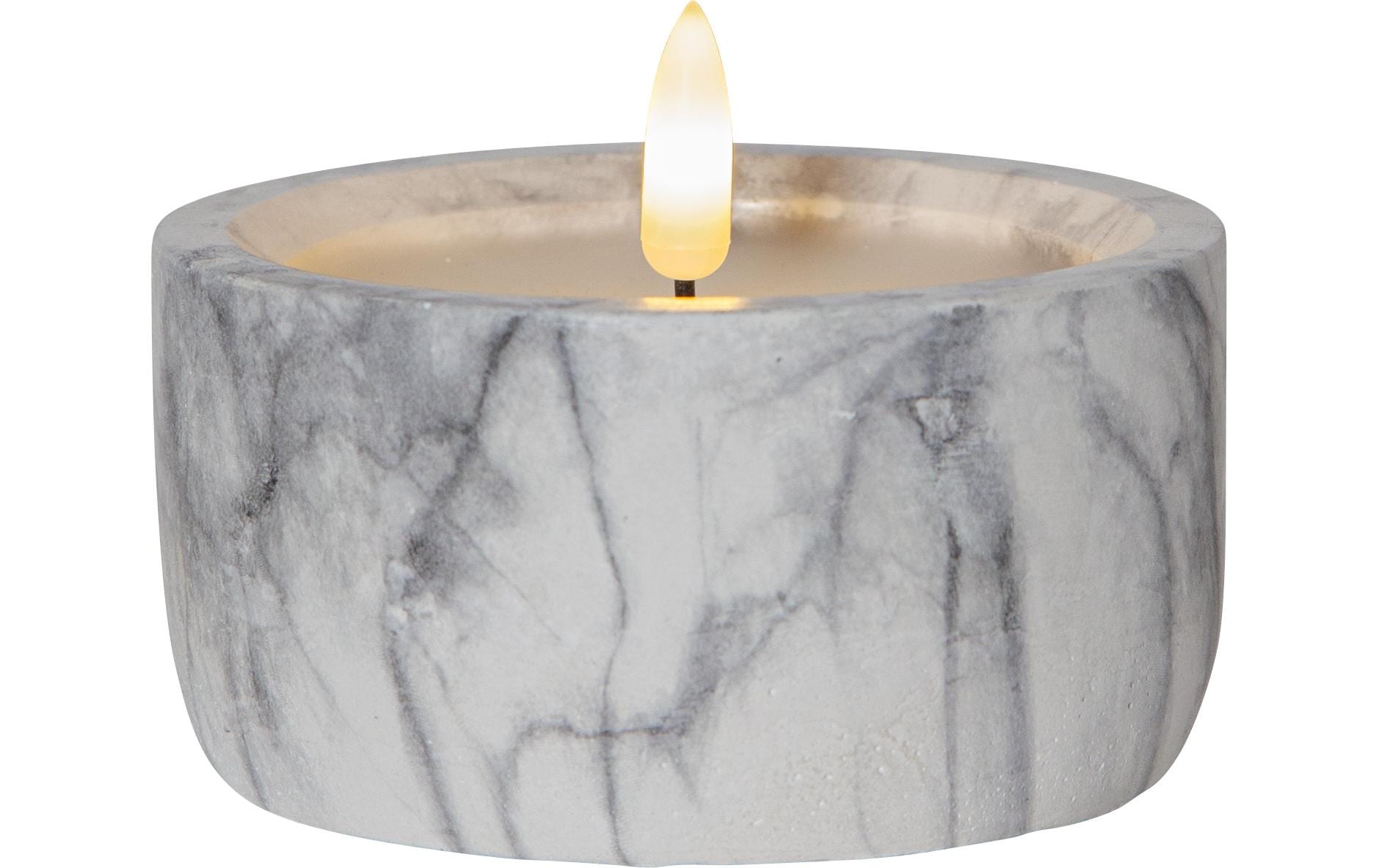 Star Trading LED Pillar Flamme Marble Indoor, Grau, 7.5cm, Timerfunktion, 0.03W