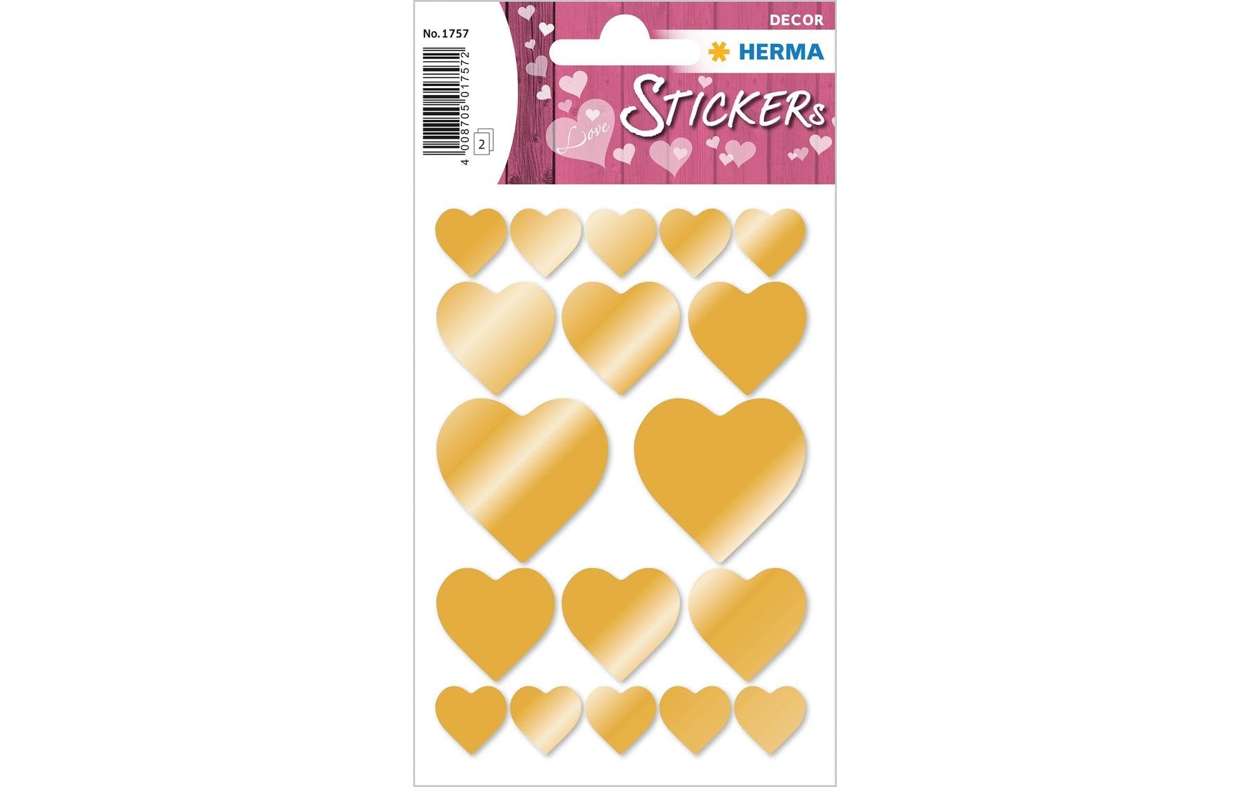 Herma Sticker Herzen Gold 2 Blatt, 36 Sticker, selbstklebend