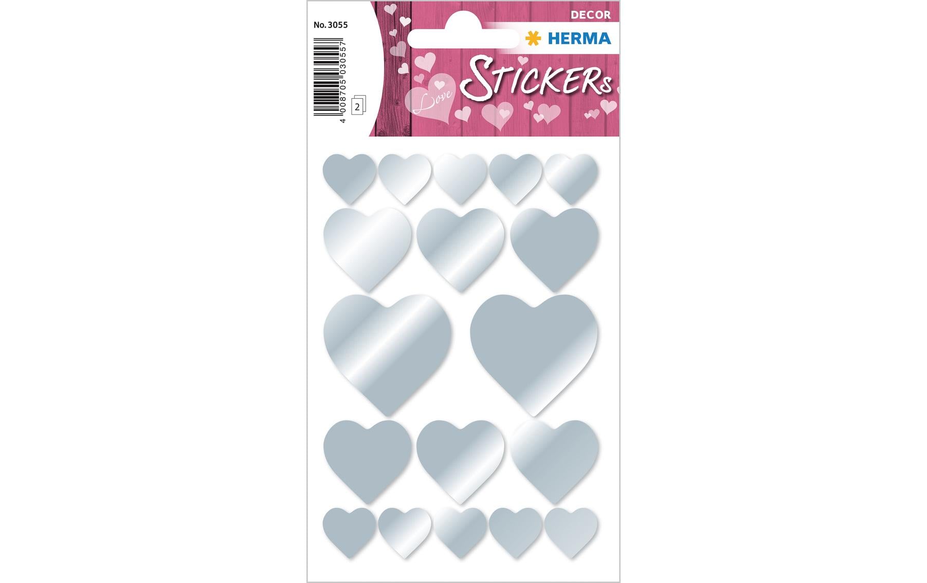 Herma Sticker Herzen Silber 2 Blatt, 36 Sticker, selbstklebend